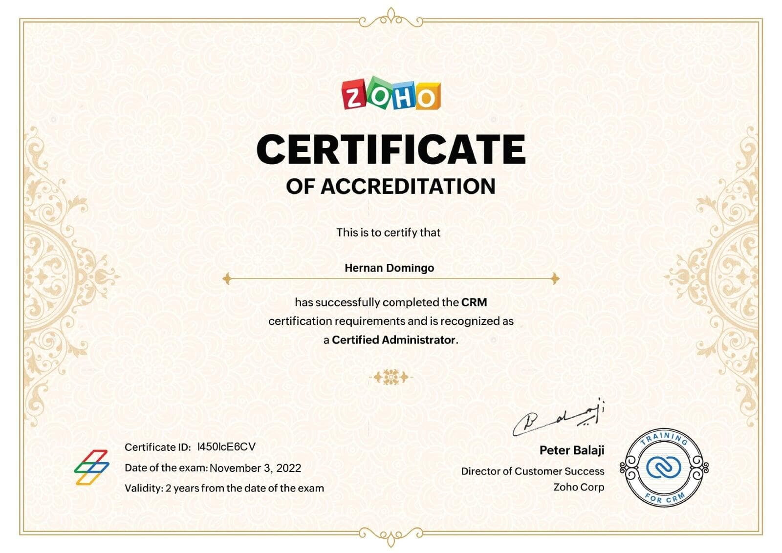 Zoho Certificate
